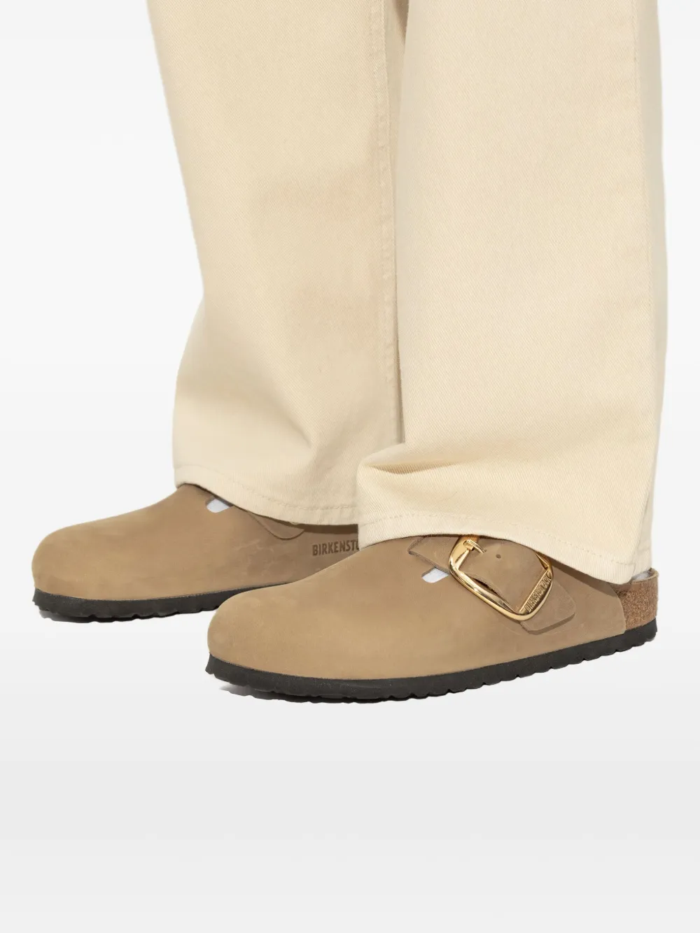 Birkenstock Boston Big Buckle suede mules Bruin