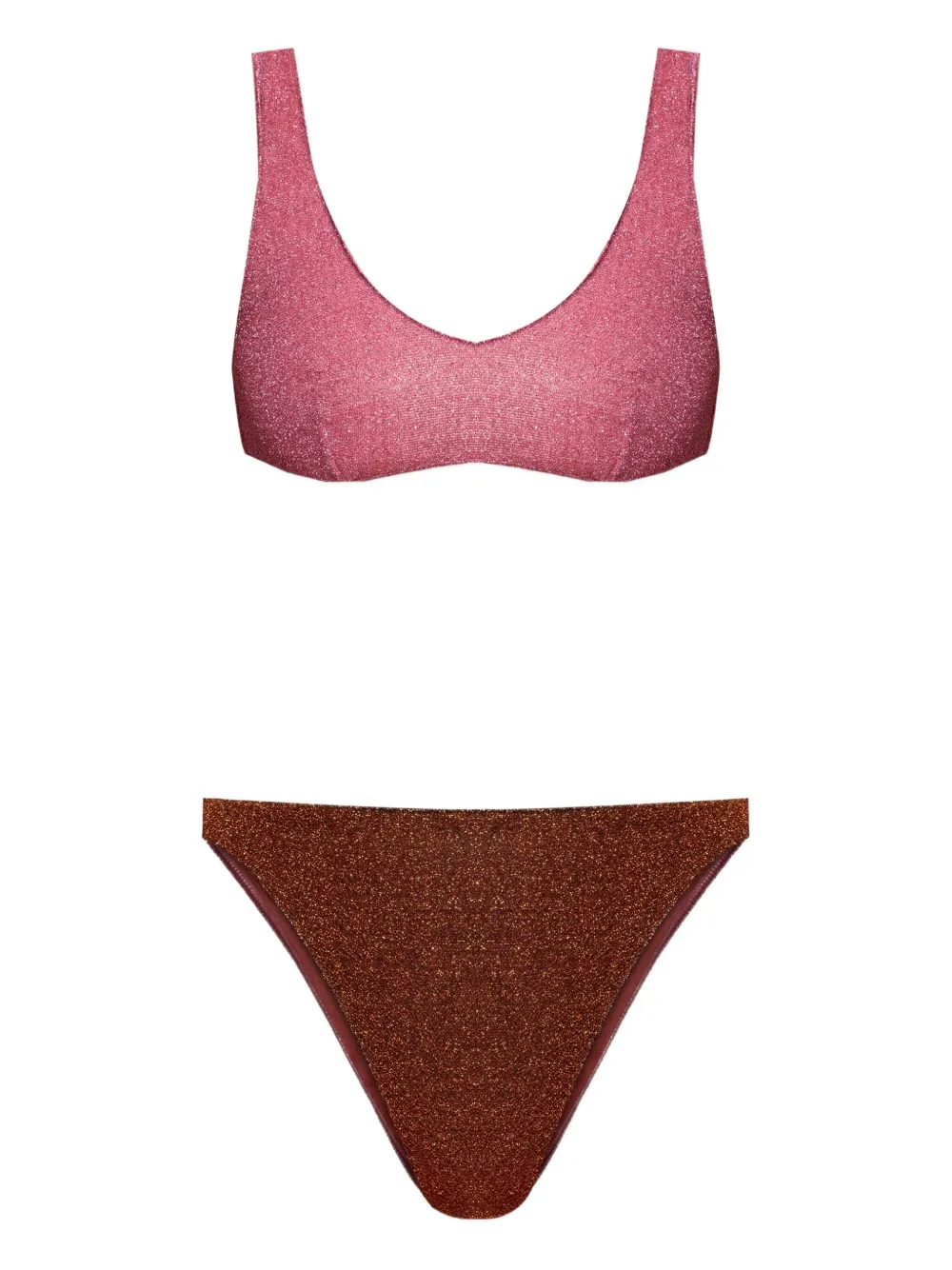 Oséree glitter-detail two-tone bikini Roze
