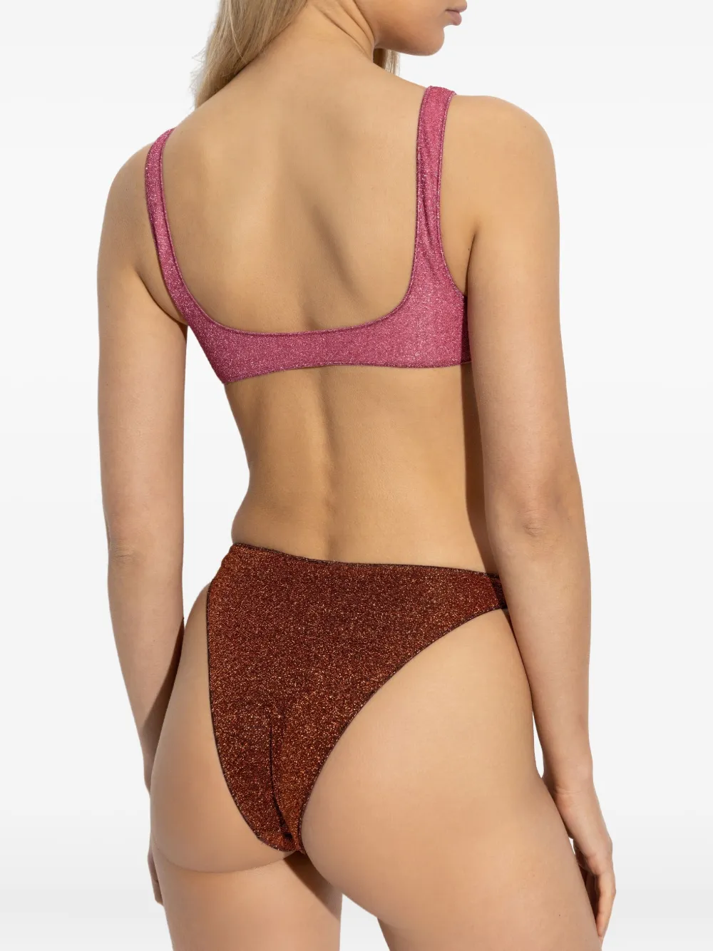 Oséree glitter-detail two-tone bikini Roze
