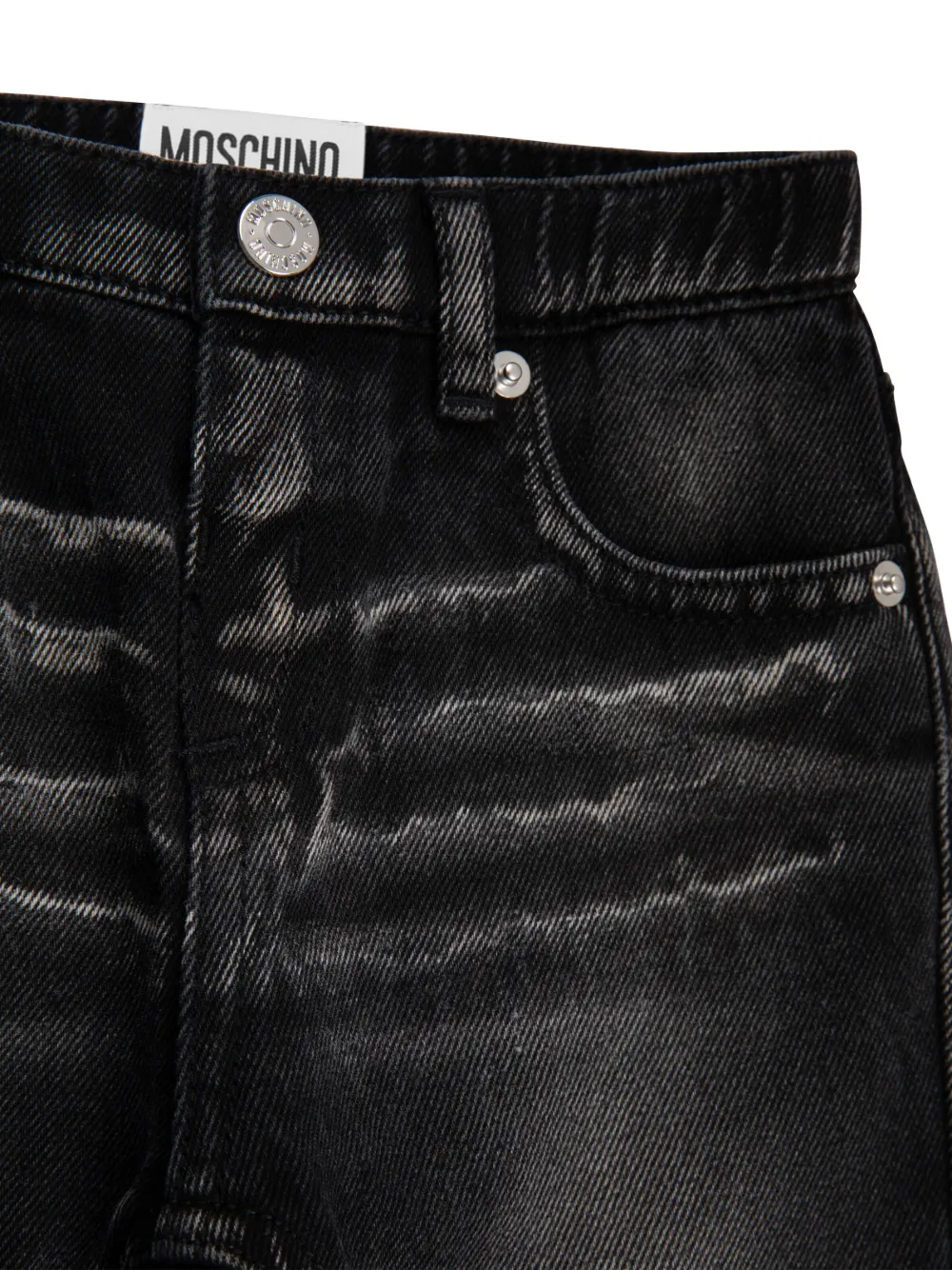 Moschino Kids Gerafelde jeans Zwart