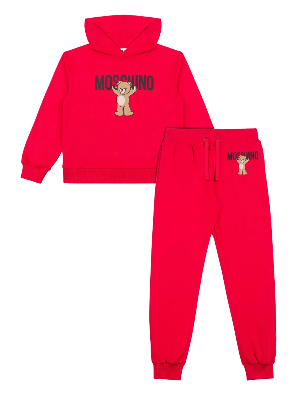 Moschino Kids Tuta sportiva con stampa Teddy - Rosso