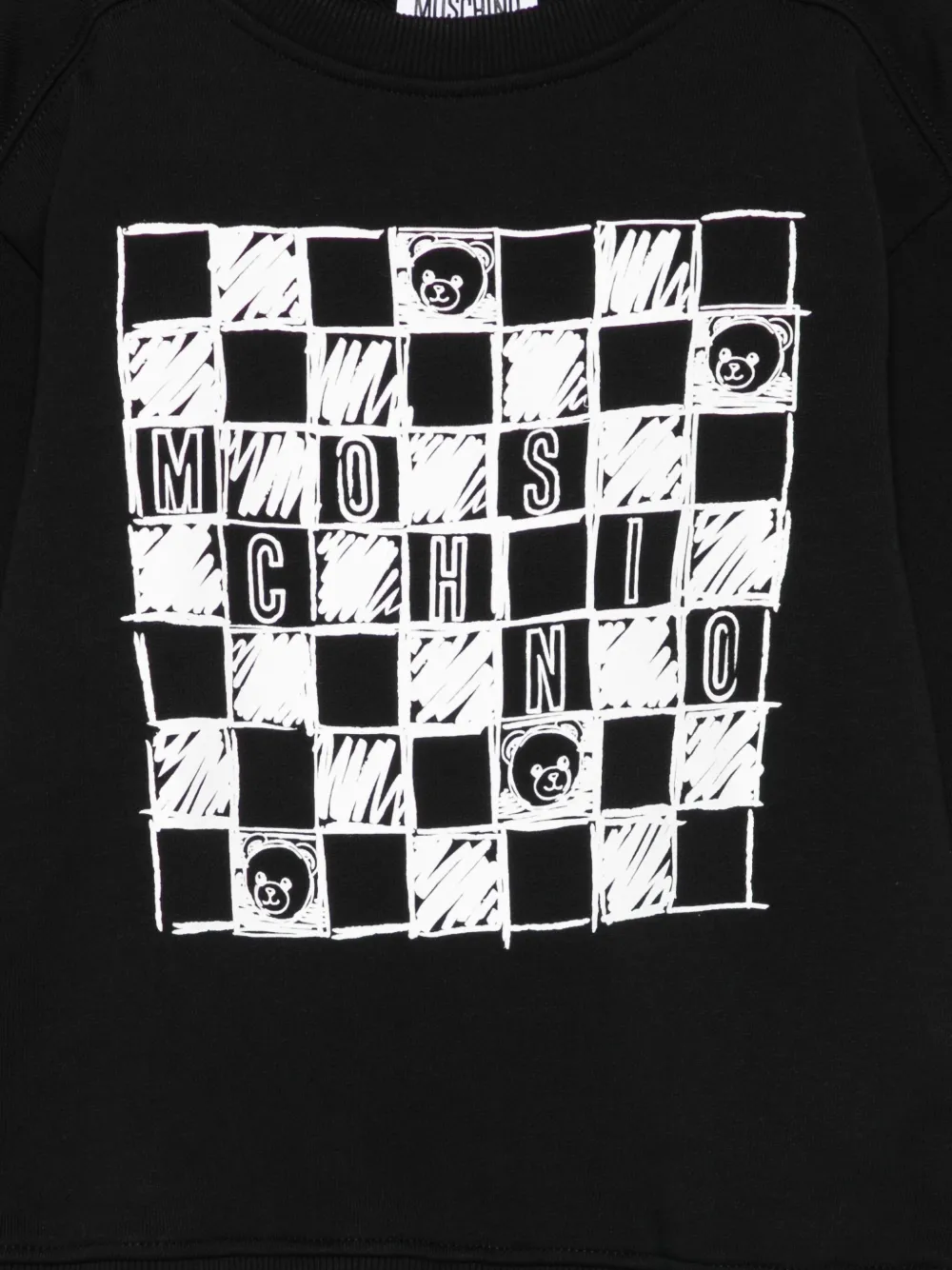 Moschino Kids Geruite sweater met teddybeerprint Zwart