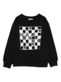 Moschino Kids checkerboard Teddy Bear sweatshirt - Black