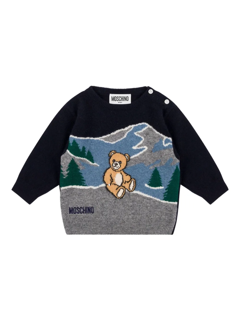 Moschino Kids Trui met geborduurde teddybeer Grijs