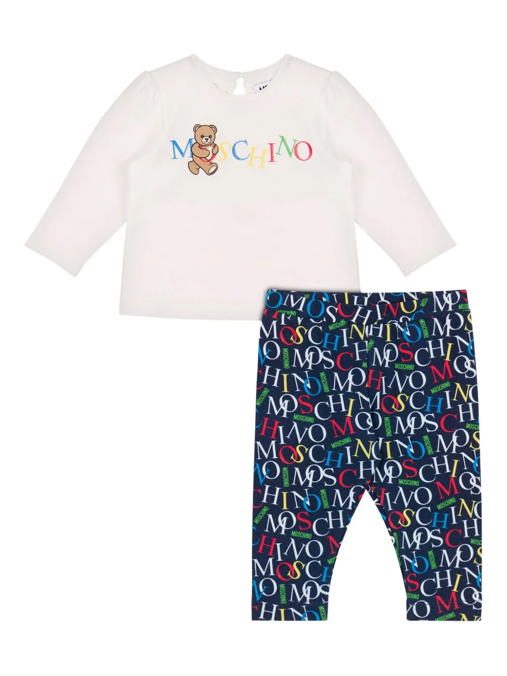 Moschino Kids Top en legging met logoprint Blauw