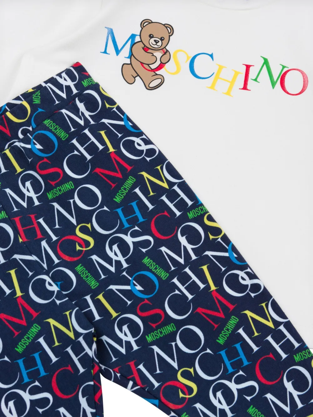 Moschino Kids Top en legging met logoprint Blauw