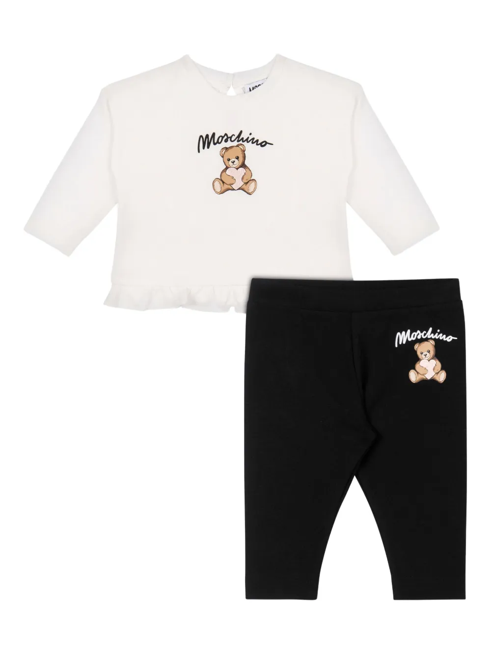 Moschino Kids T-shirt en legging met beerprint Wit