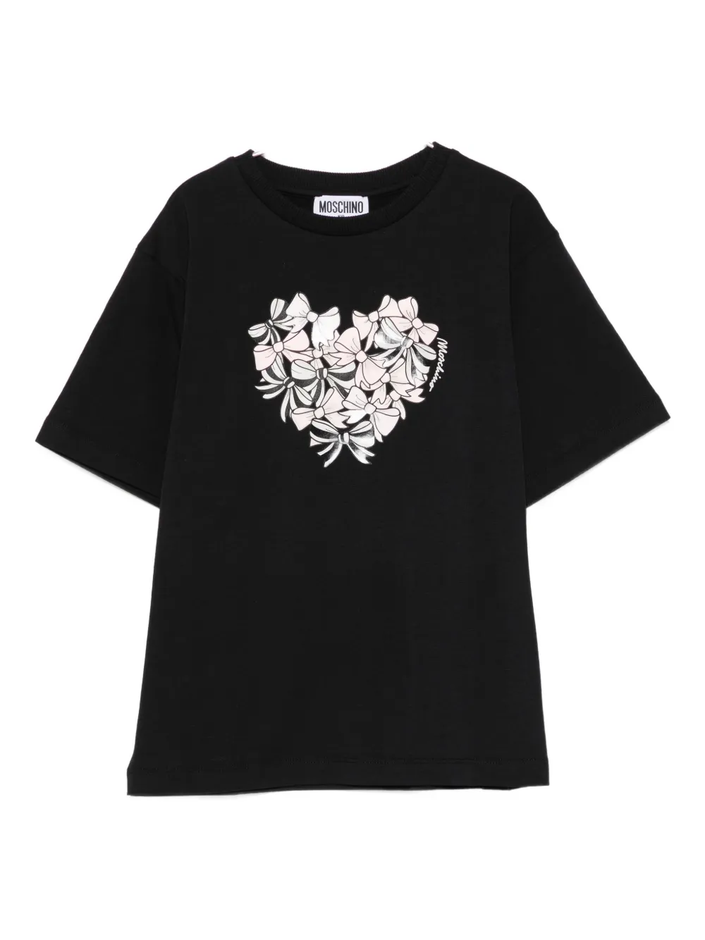 Moschino Kids heart-bow T-shirt - Nero
