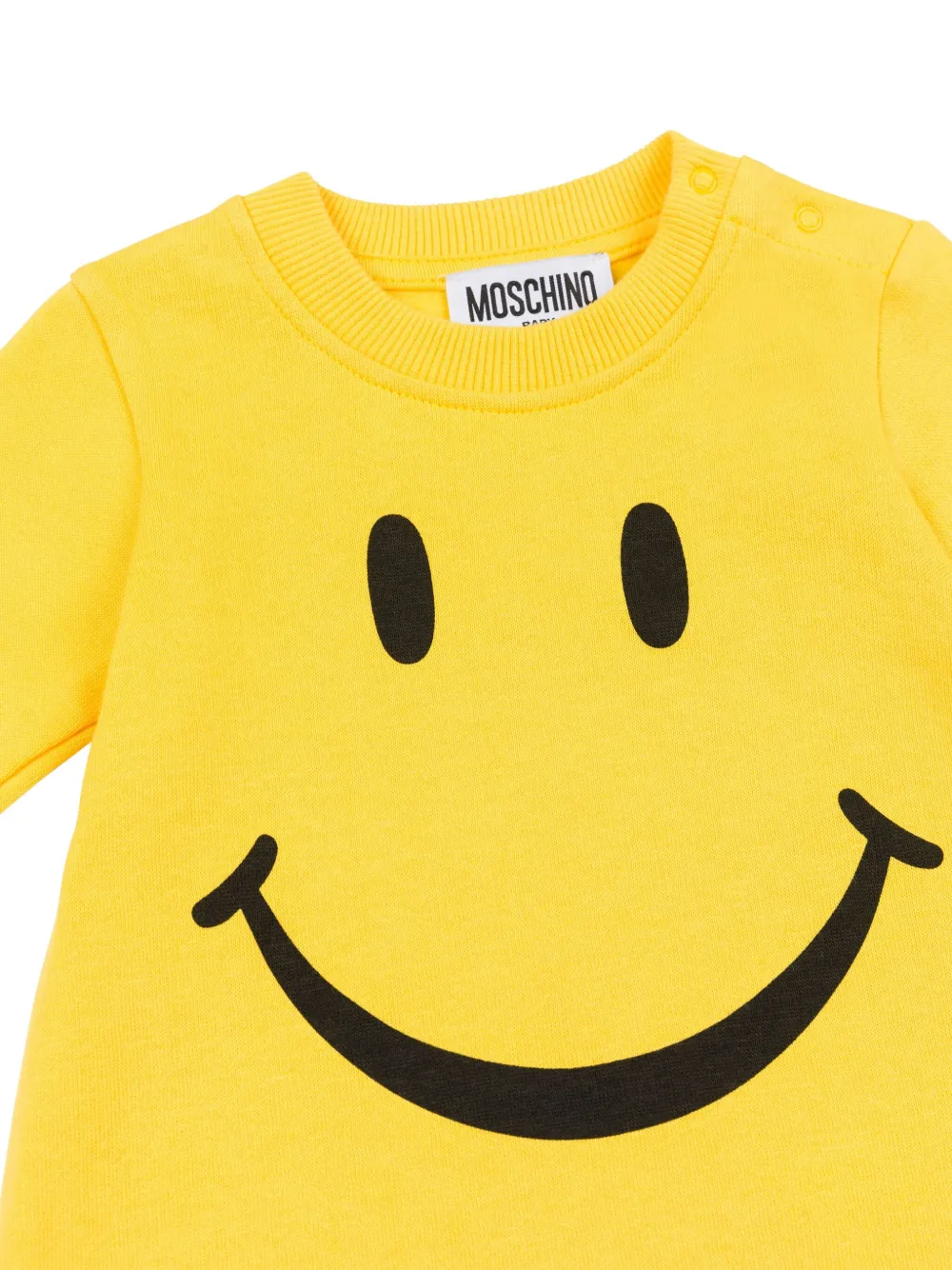 Moschino Kids Jurk met smileyprint en lange mouwen Geel