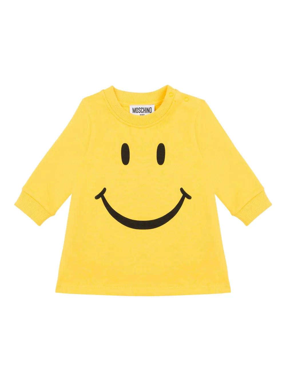 Moschino Kids smiley-print long-sleeve dress Geel