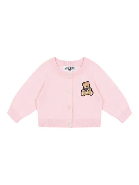 Moschino Kids bear-embroidered cardigan