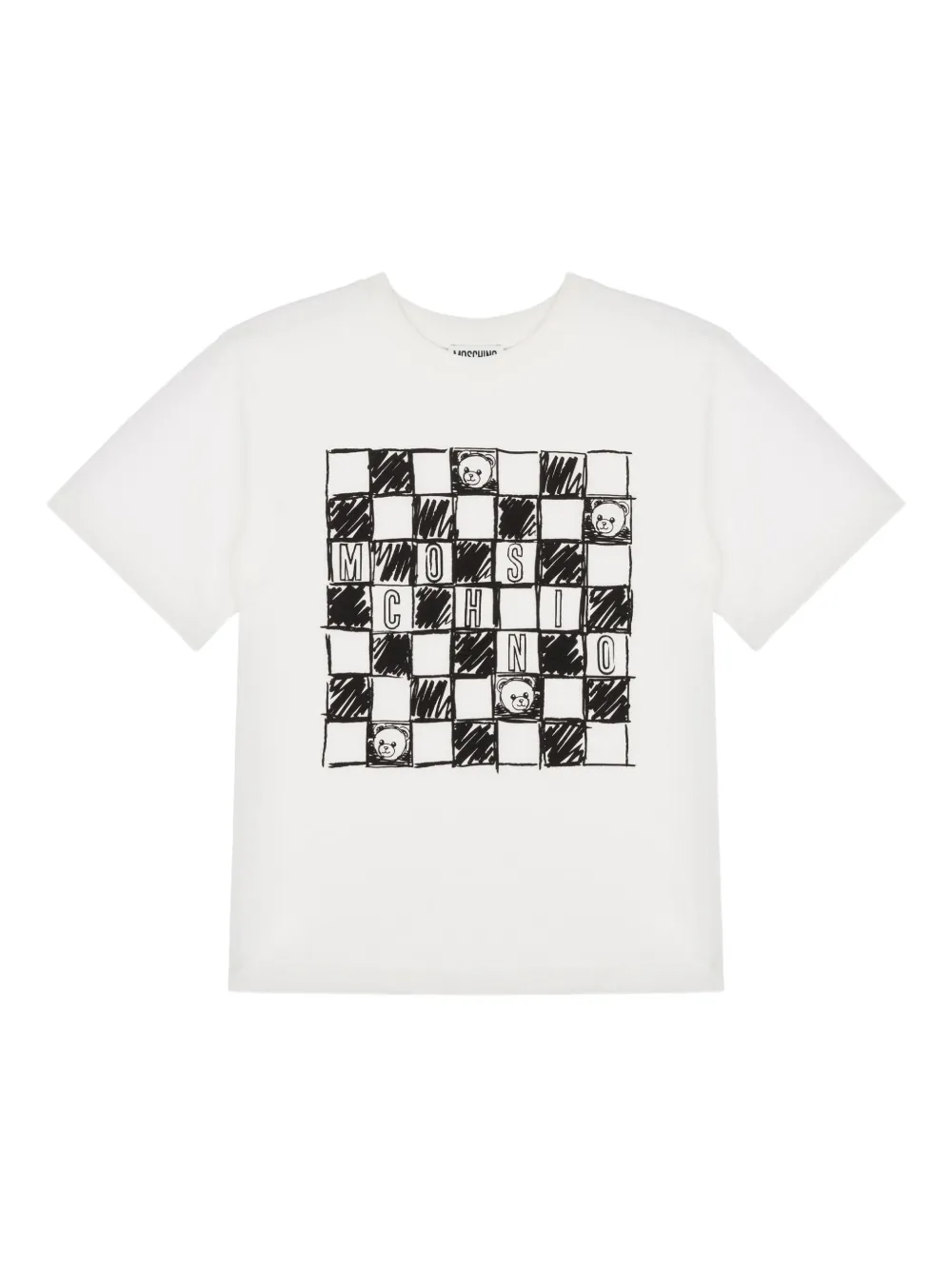 Moschino Kids Geruit T-shirt Wit