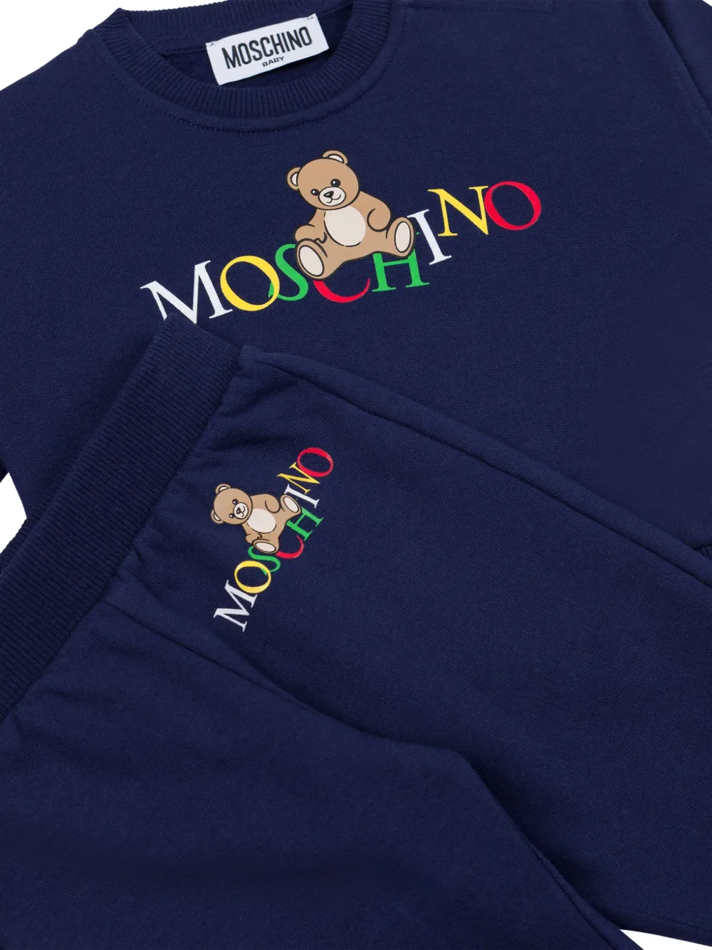 Moschino Kids Trainingspak met logoprint Blauw