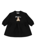 Moschino Kids bear-print gathered dress - Black