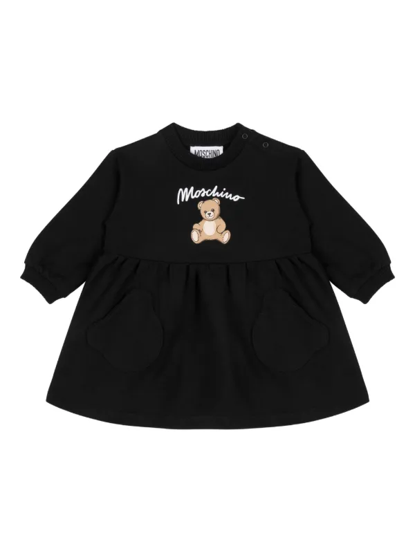 Moschino Kids ベアプリント ワンピース | ブラック | FARFETCH JP