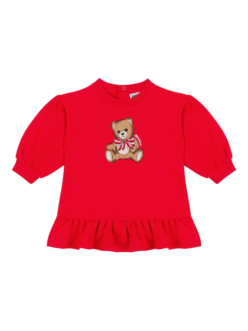 Moschino Kids ruffled-hem teddy bear dress Rood