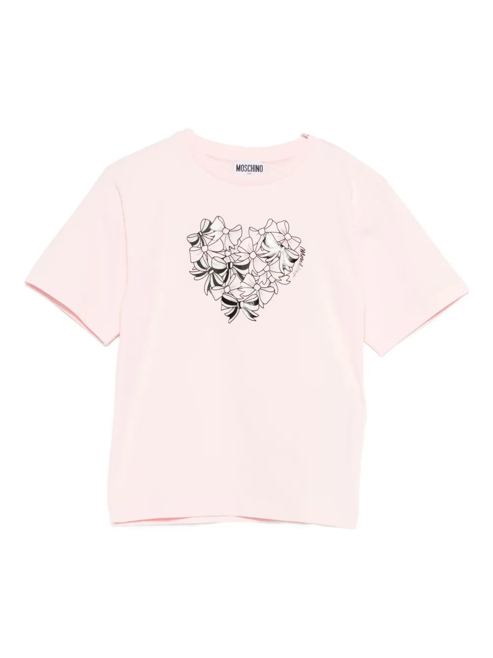 Moschino Kids heart-bow T-shirt - Rosa