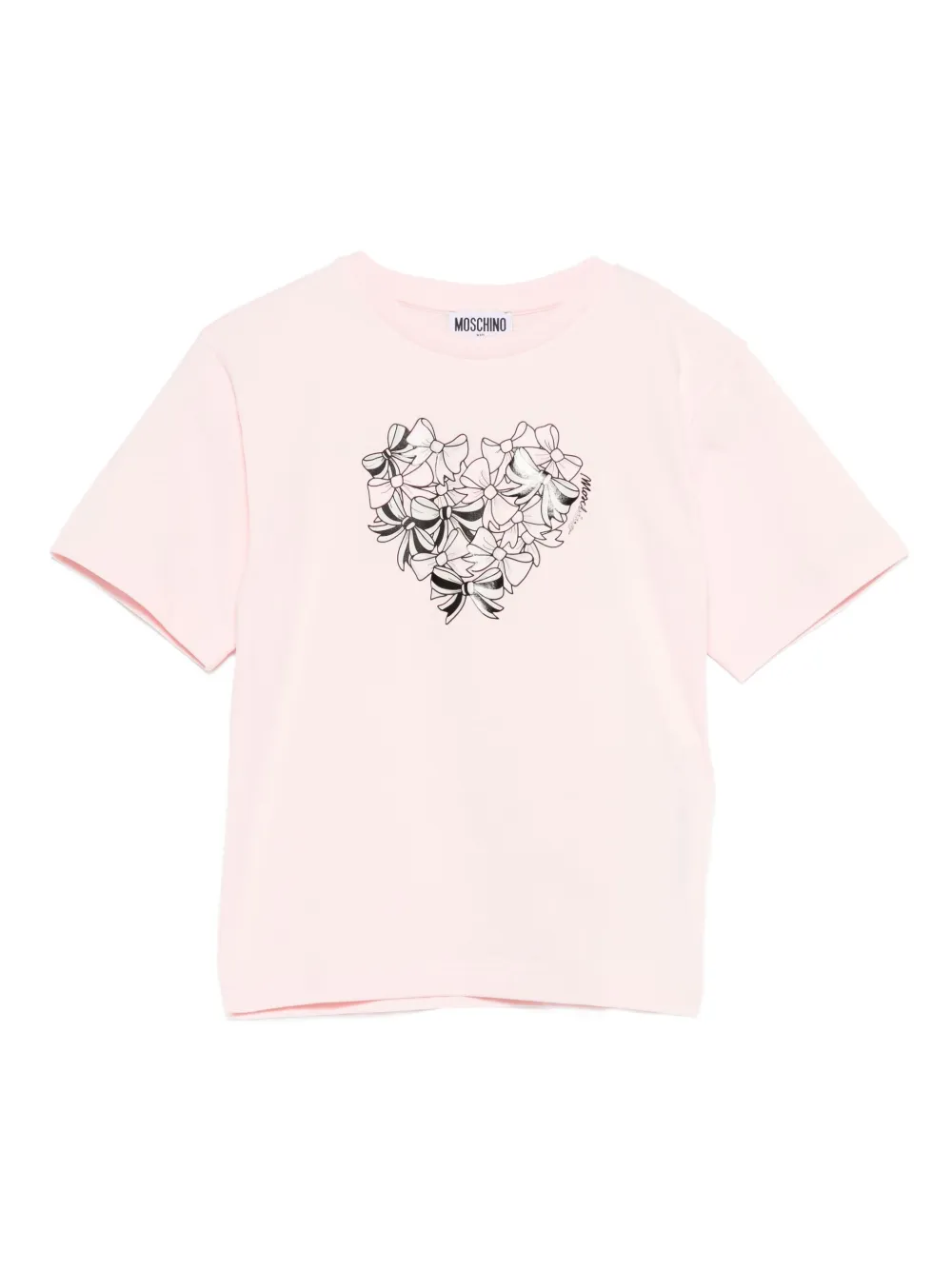 Moschino Kids heart-bow T-shirt Roze