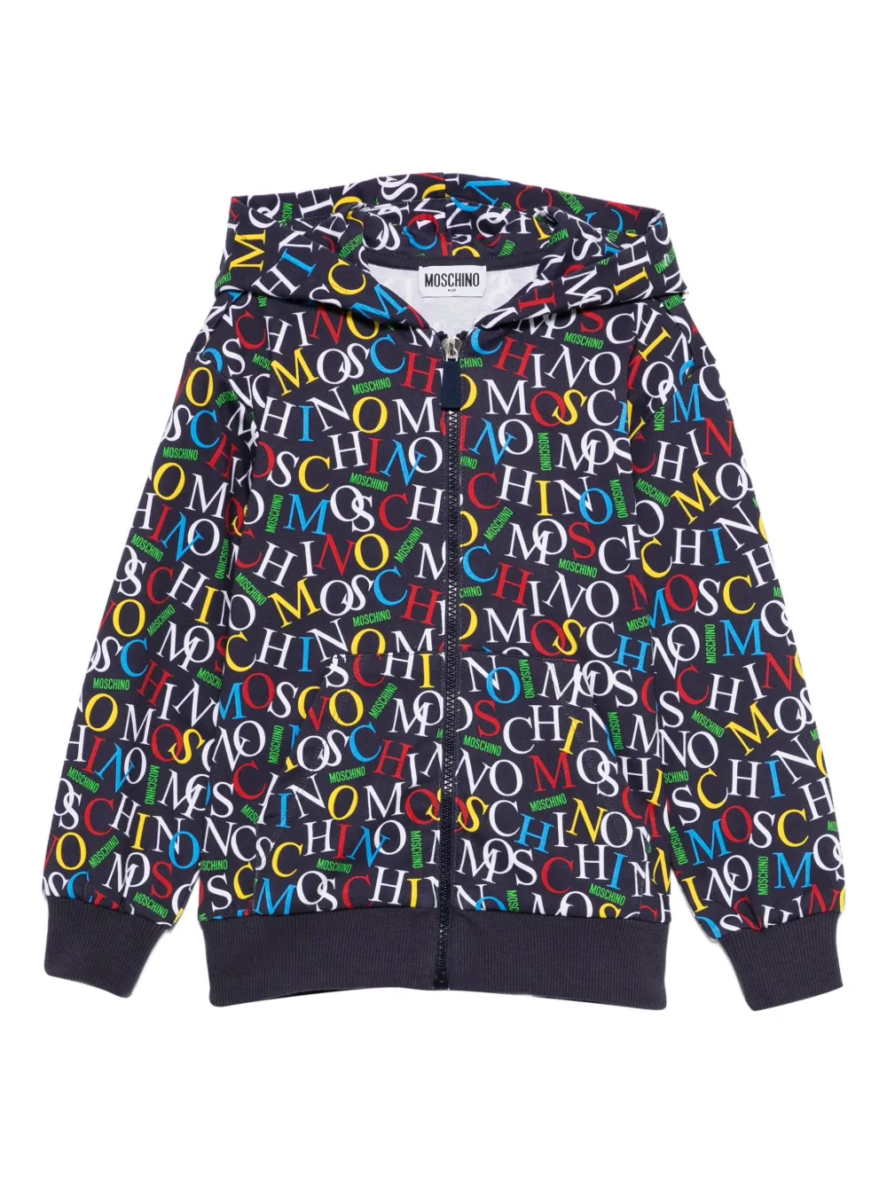 Moschino Kids logo-print zip-up hoodie | Blue | Image 1