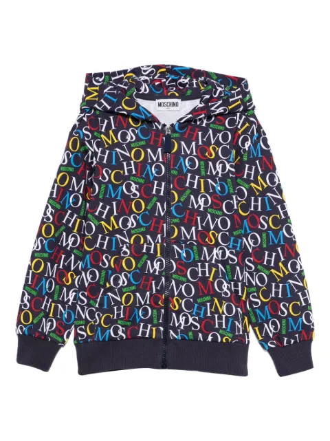 Moschino Kids logo-print zip-up hoodie
