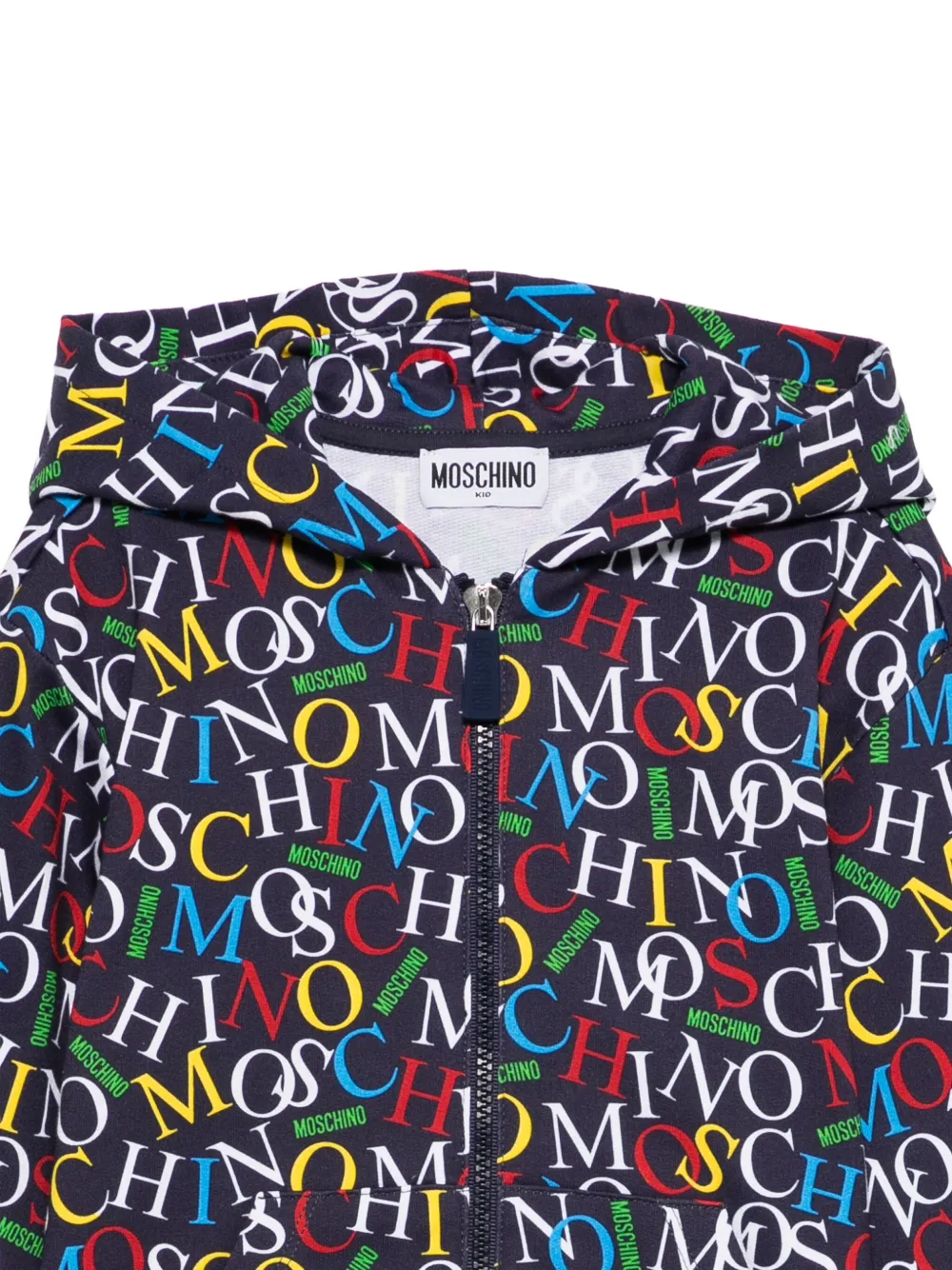 Moschino Kids Hoodie met logoprint en rits Blauw