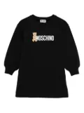 Moschino Kids teddy-print balloon-sleeve dress - Black