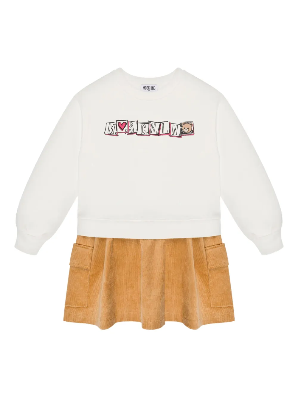 Moschino Kids Jurk met logoprint Wit