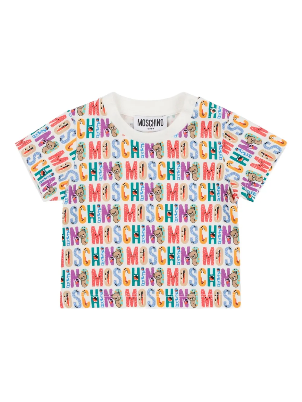 Moschino Kids T-shirt met logoprint en korte mouwen Wit