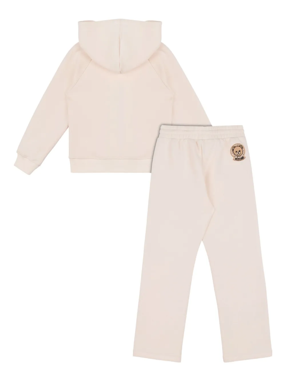 Moschino Kids Hoodie en joggingbroek set met rits 10123 Avorio