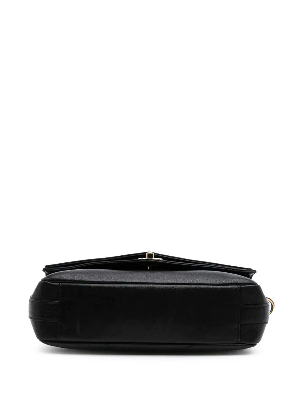 Pre-owned Chanel 2018-2019 Mini Quilted Sheepskin Double Chevron Flap Satchel In Black