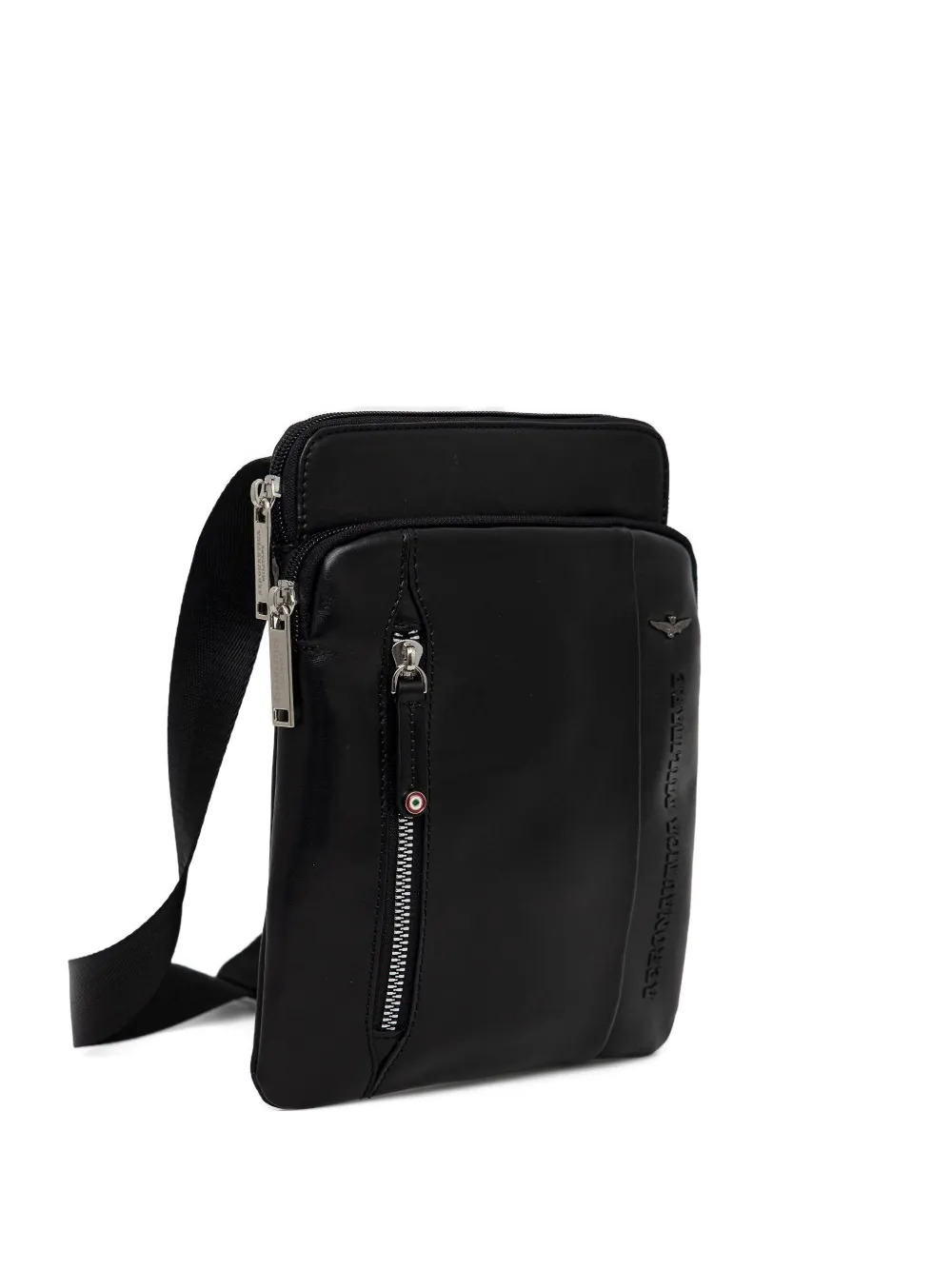 Aeronautica Militare zip-fastening leather messenger bag | Black | Image 1
