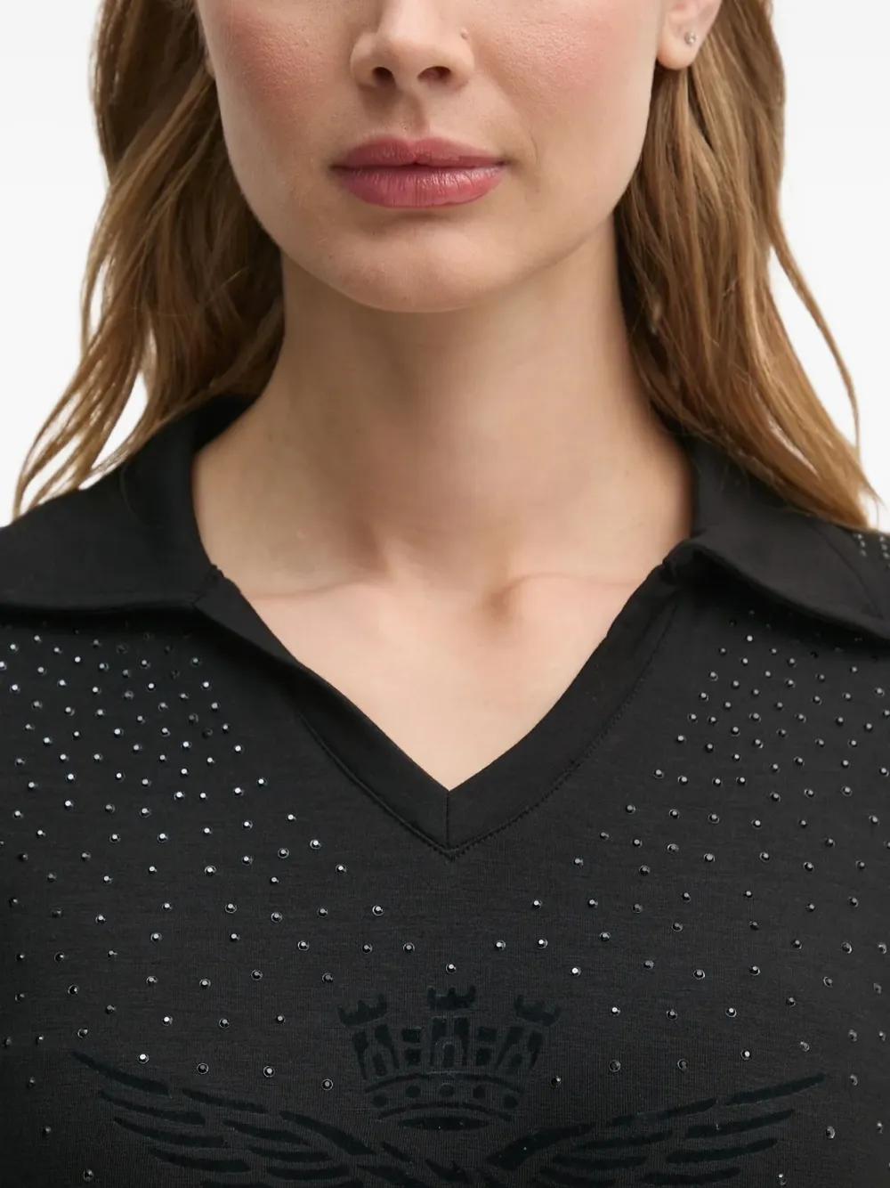 Aeronautica Militare Eagle-embellished V-neck T-shirt In Black