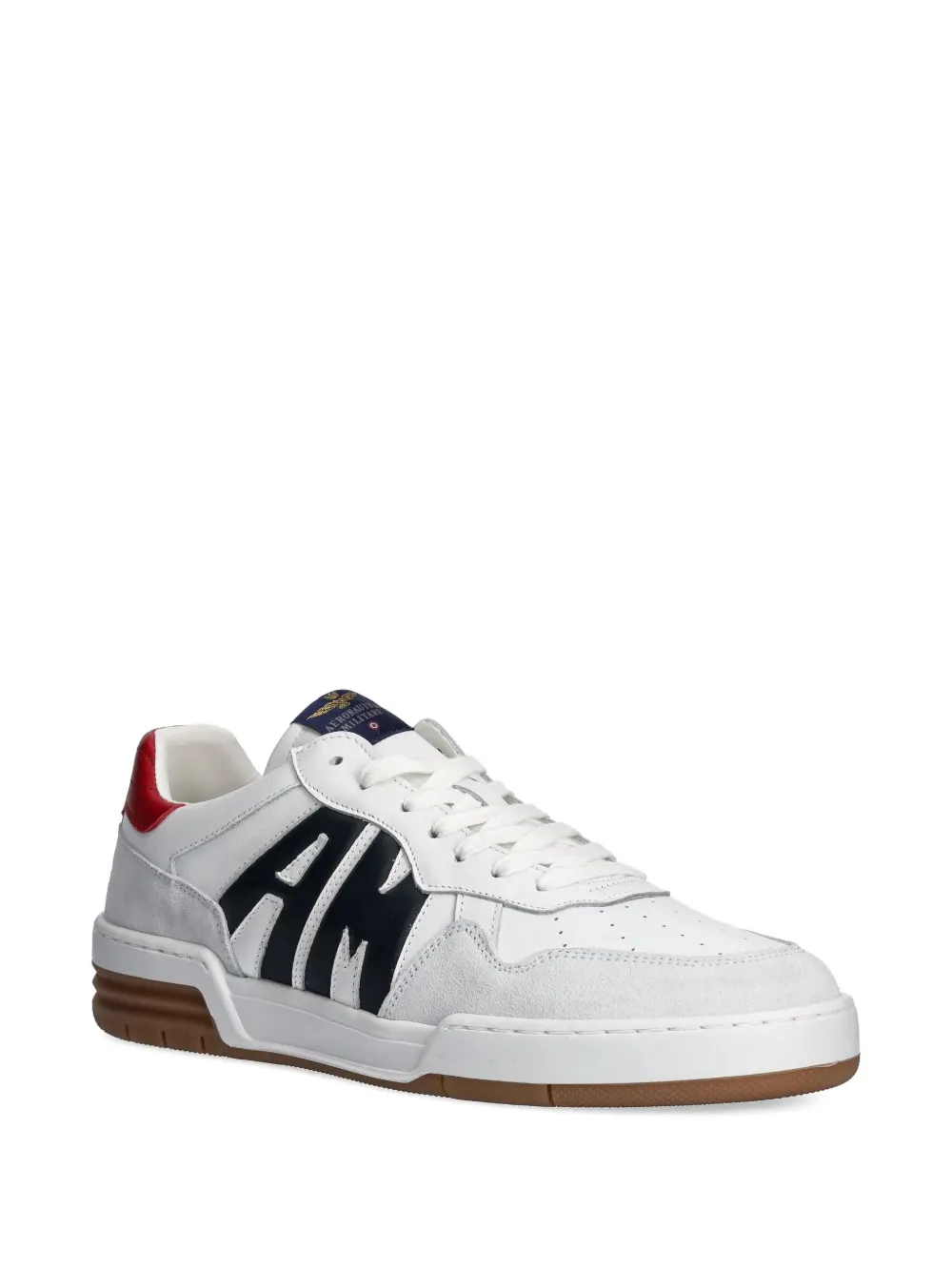 Aeronautica Militare leather logo sneakers White