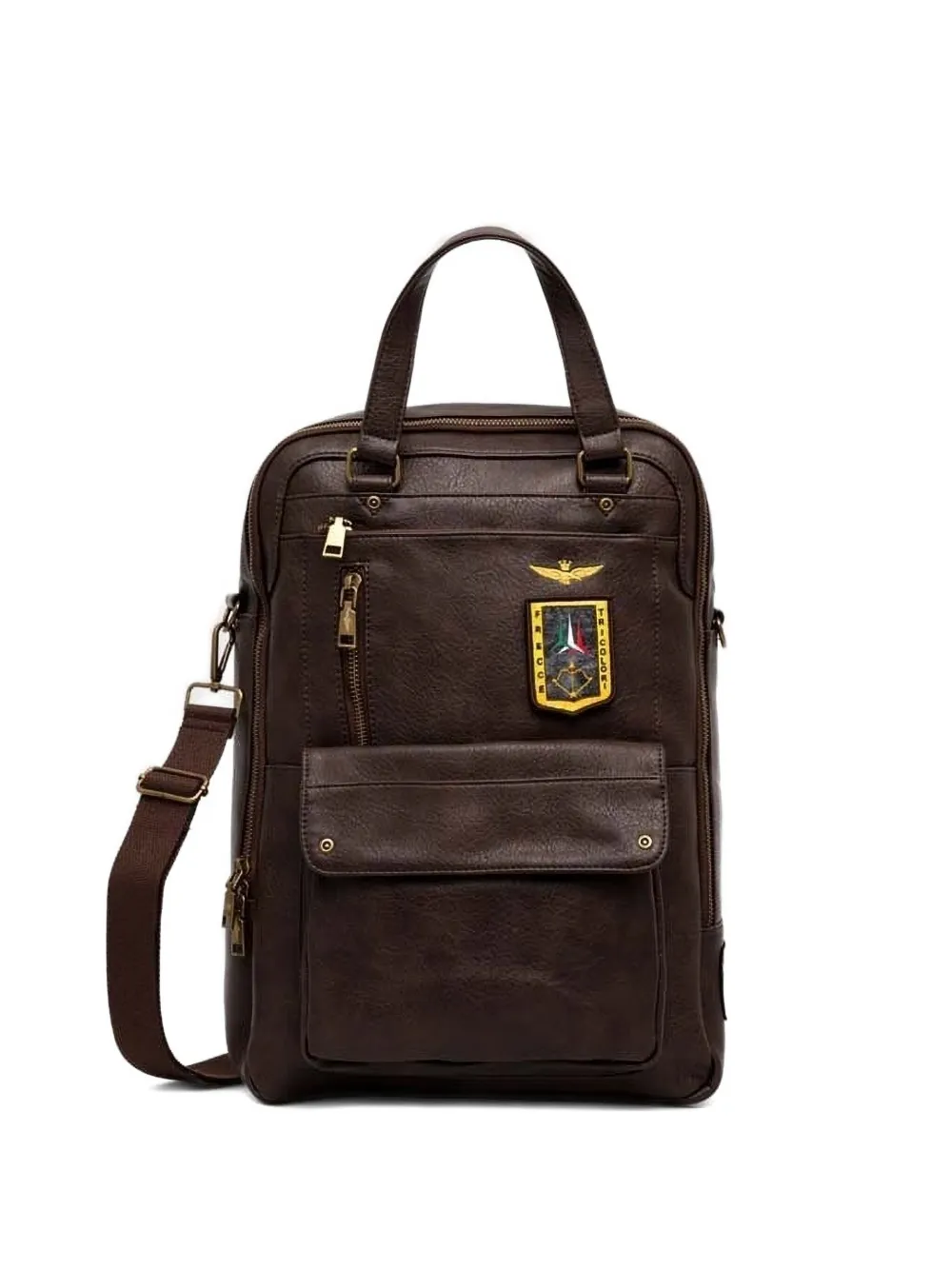 Aeronautica Militare Patch Top-handle Backpack In Brown