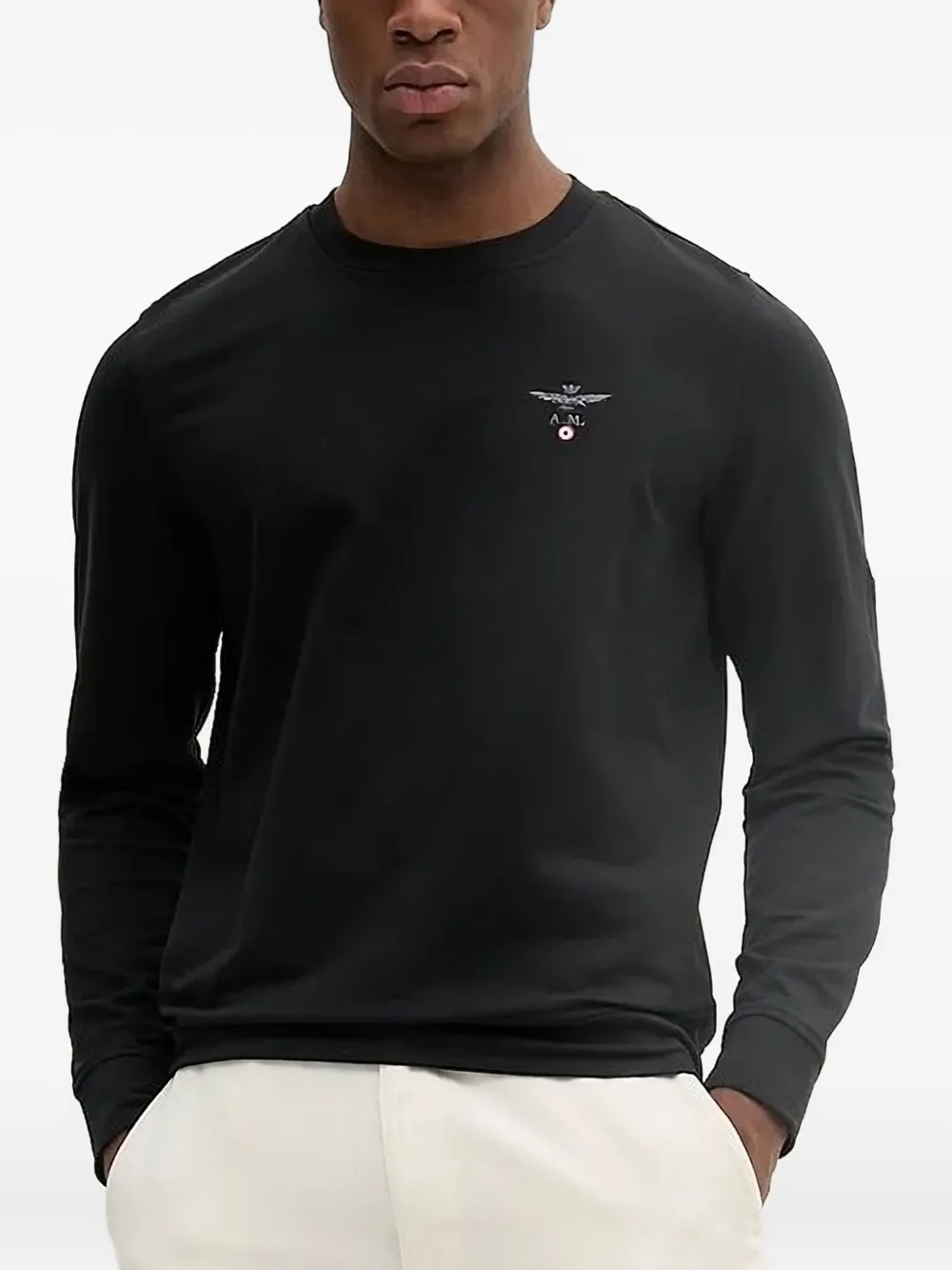 Aeronautica Militare Sweater met geborduurd logo Zwart