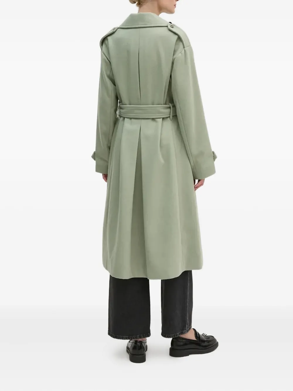 Aeronautica Militare Patch-embellished Belted Coat In Black