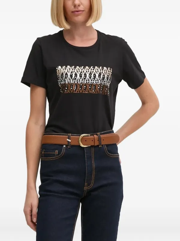 Aeronautica Militare Embellished logo-pattern T-shirt Black FARFETCH PH