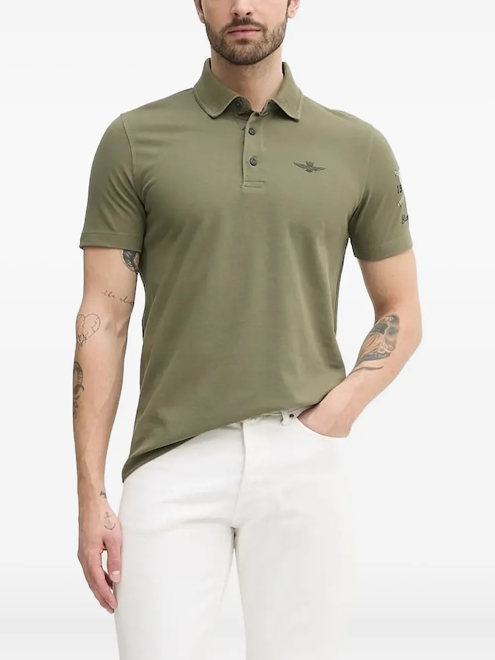 Aeronautica Militare embroidered-logo polo shirt | Green | Image 1