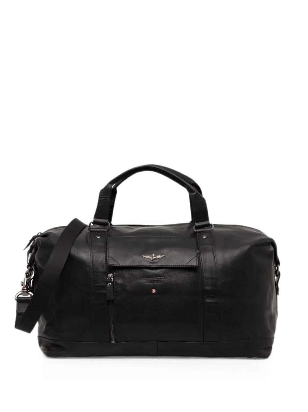 Aeronautica Militare logo-plaque leather holdall - Nero