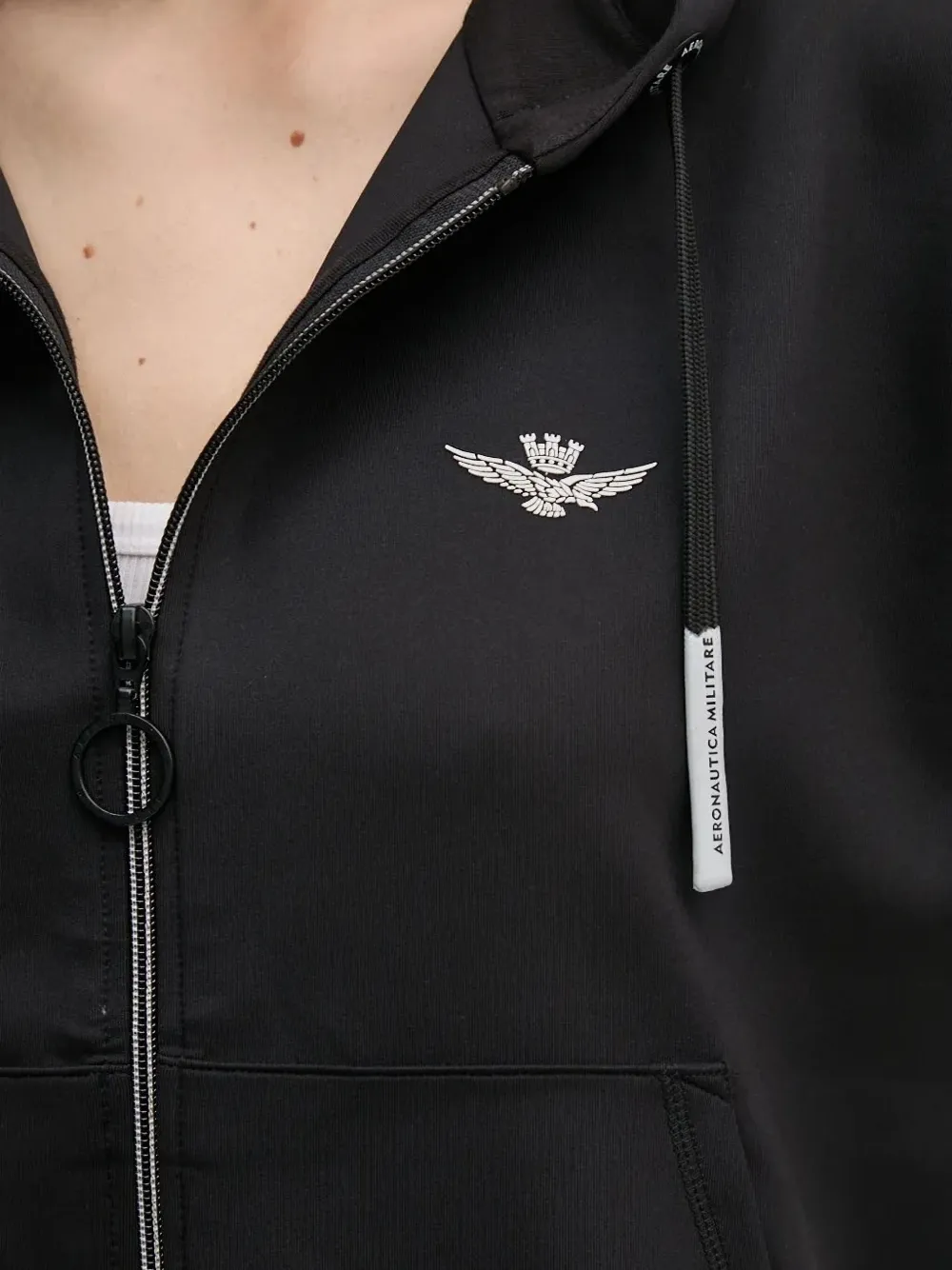 Aeronautica Militare Top Con Capucha y Cremallera Negro