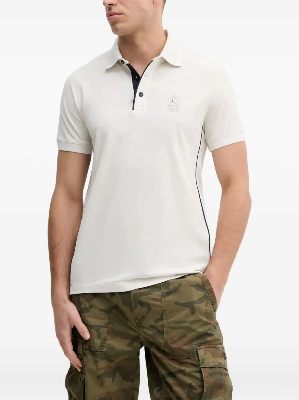 Aeronautica Militare Poloshirt met geborduurd logo Wit