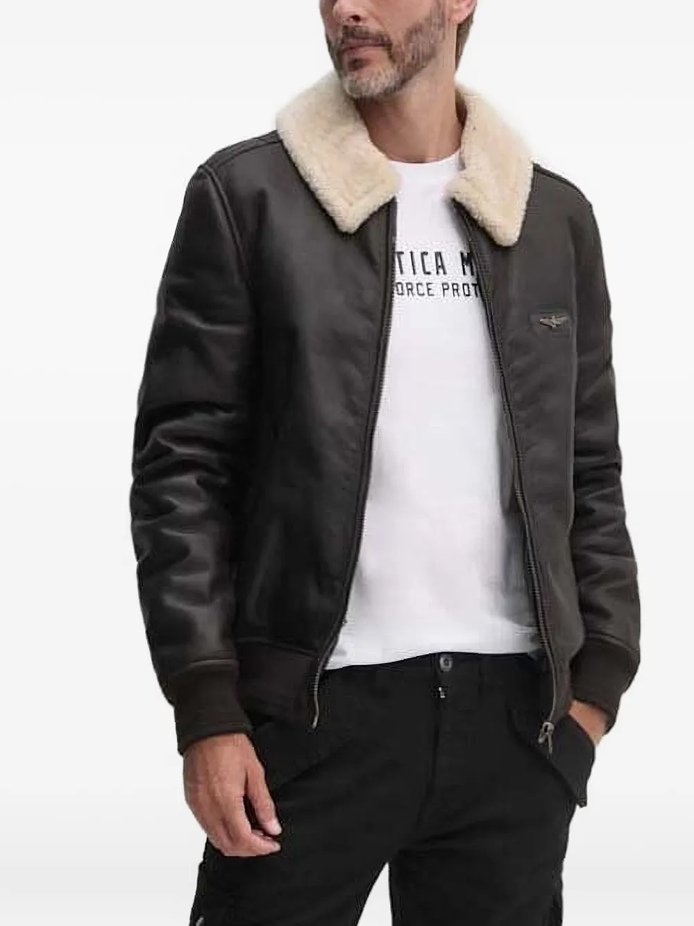 Aeronautica Militare Lammy jack met logoplakkaat Bruin