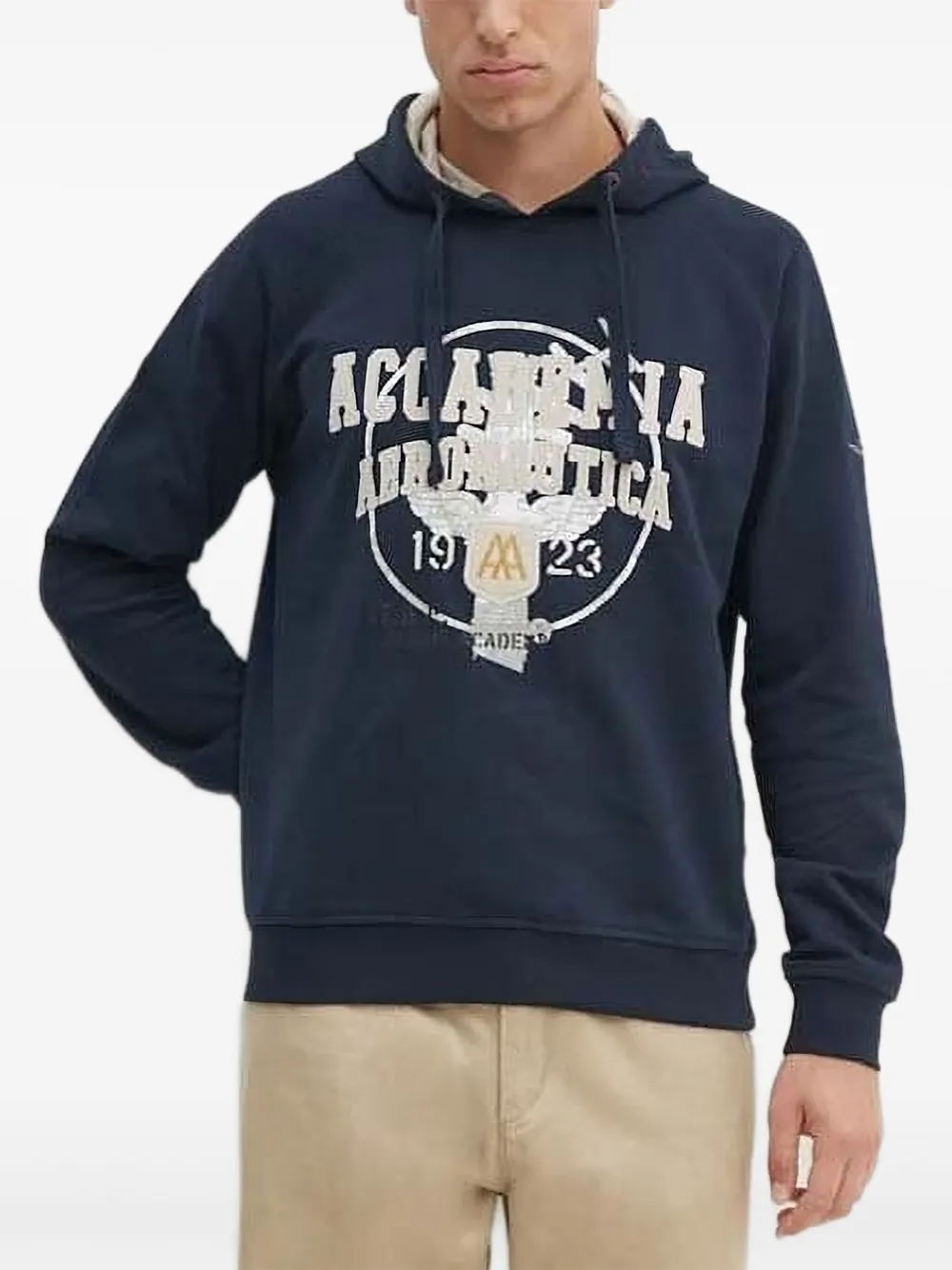 Aeronautica Militare Hoodie met logo-applicatie Blauw