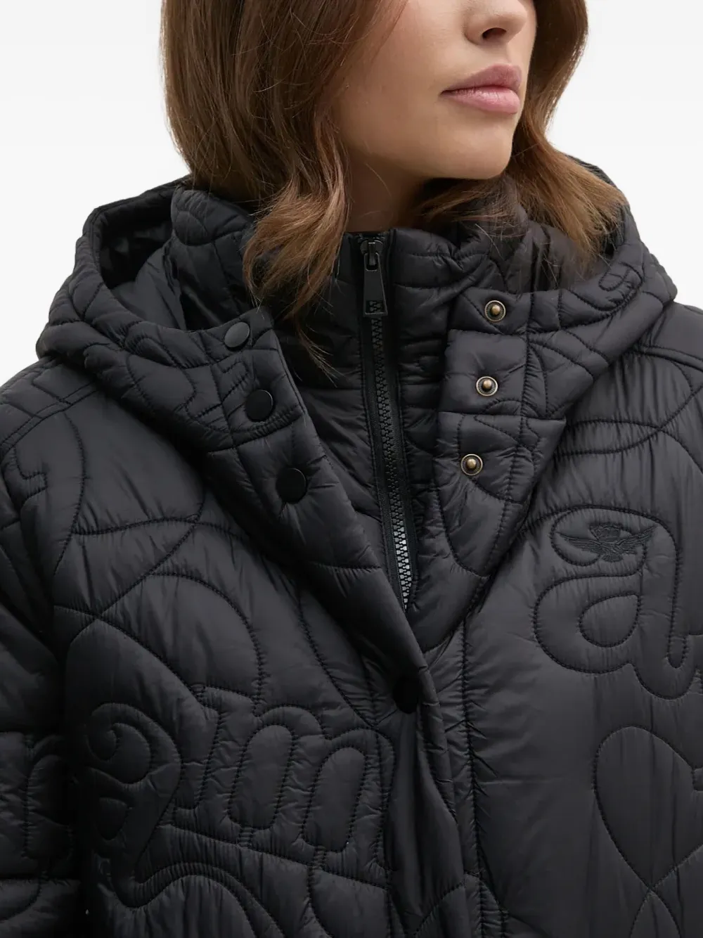 Aeronautica Militare Quilted Logo Jacket In Black
