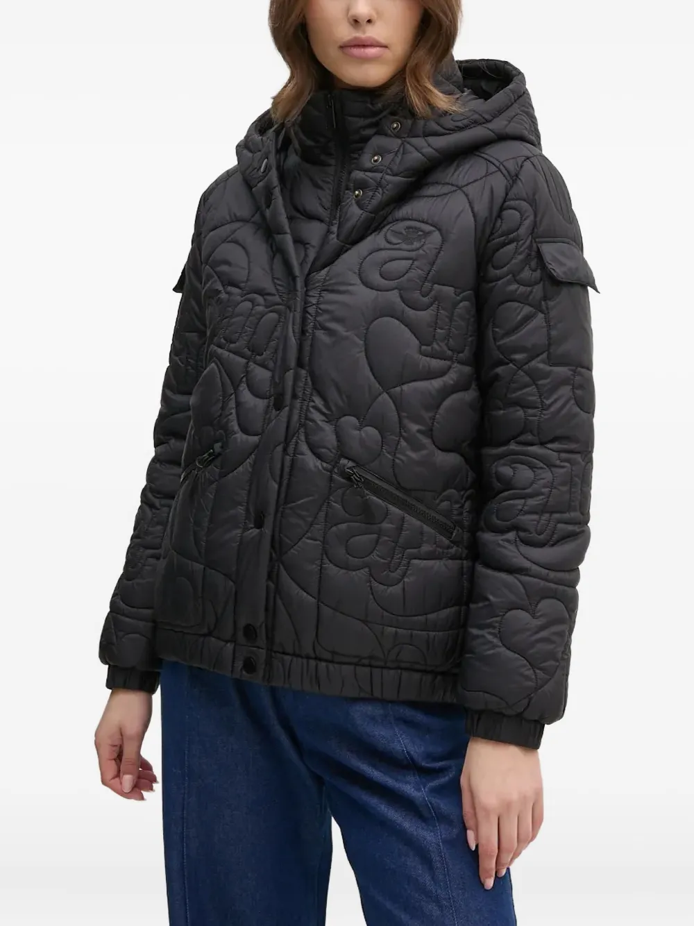 Aeronautica Militare Quilted Logo Jacket In Black