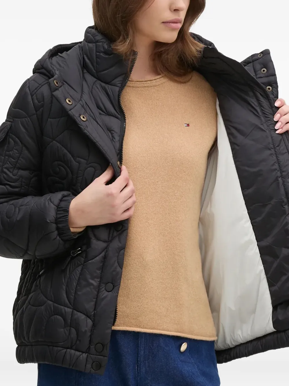 Aeronautica Militare Quilted Logo Jacket In Black