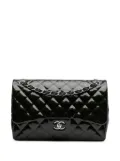 CHANEL Pre-Owned 2012-2013 Jumbo Classic Striped Patent Double Flap shoulder bag - Black
