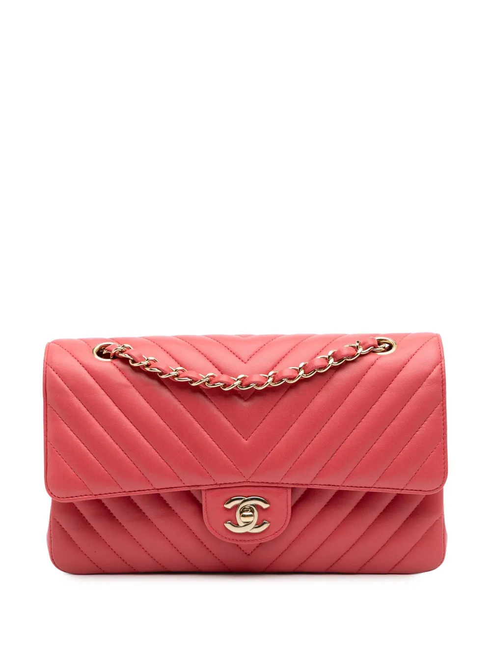 CHANEL Pre-Owned 2017‐2018 ミディアム クラシック シェブロン ラムスキン ダブルフラップ ショルダーバッグ - CHANEL Pre-Owned 2017‐2018 ミディアム クラシック シェブロン ラムスキン ダブルフラップ ショルダーバッグ -