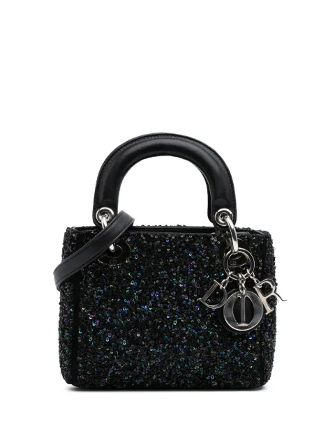 Christian Dior Pre-Owned bolsa satchel Lady Dior mini de satén y detalles de lentejuelas 2014