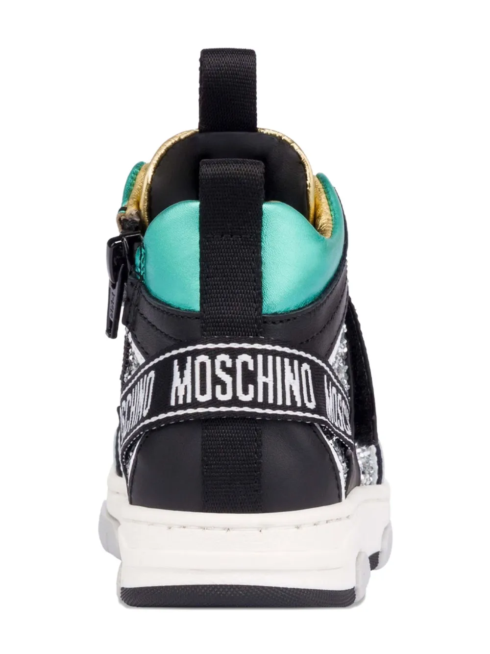Moschino Kids glitter-detail leather sneakers Black
